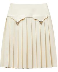 Versace - Pleated Wool Midi Skirt - Lyst