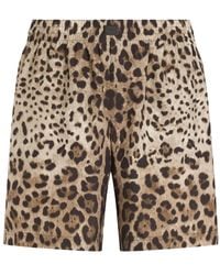 Dolce & Gabbana - Mid-Length Swim Trunks With Leopard - Lyst