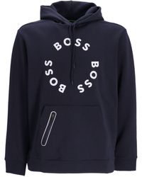 BOSS - Logo-print Cotton-blend Hoodie - Lyst