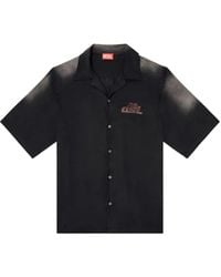 DIESEL - Camicia Bowling Sfumata Con Stampe Logo - Lyst