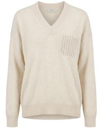 Peserico - V-Neck Patch-Pocket Sweater - Lyst