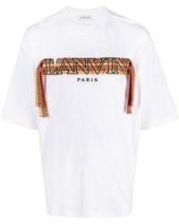 Lanvin - T-shirt en coton à broderies - Lyst