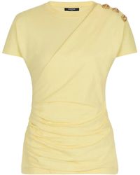 Balmain - Draped-Detail T-Shirt - Lyst