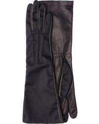 Prada - Long Nylon And Leather Gloves - Lyst