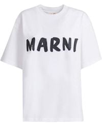 Marni - T-Shirt Con Logo Effetto Pennellata - Lyst
