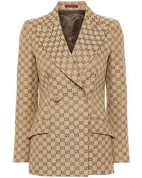 Gucci - Double-breasted Blazer With Monogram, - Lyst