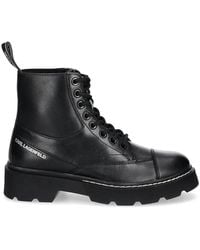Karl Lagerfeld - Logo-Embossed Combat Boots - Lyst