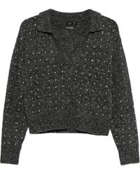 Pinko - Textured Knit Top With Deep V-Neckline - Lyst