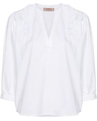 Twinset - Bluse Mit Blumenapplikation - Lyst