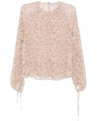 Kristina Ti - Floral-Print Tie-Cuff Blouse - Lyst