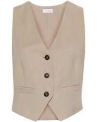 Brunello Cucinelli - Slub-texture Tailored Waistcoat - Lyst
