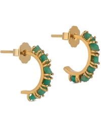 FENOMENA - Tennis Hoops Emerald-Embellished Earrings - Lyst