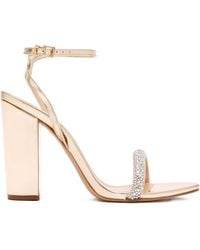 SCHUTZ SHOES - 115Mm Crystal-Embellished Block-Heel Sandals - Lyst