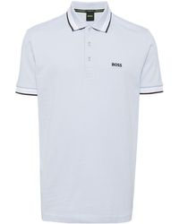 BOSS - Logo-embroidered Cotton Polo Shirt - Lyst