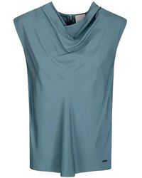 Calvin Klein - Cowl-Neck Twill Tank Top - Lyst