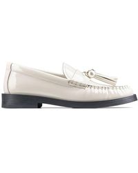 Jimmy Choo - Addie Pearl-embellished Leather Loafers - Lyst