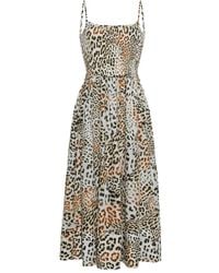 Cara Cara - Carmen Smocked Leopard-Print Midi Dress - Lyst