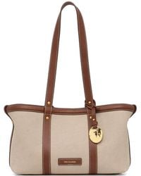 Trussardi - Small Elba Contrast-Trim Canvas Shoulder Bag - Lyst