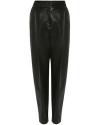 Alexander McQueen - Pleated Leather Tapered Trousers - Lyst