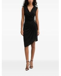 KARL LAGERFELD - Wrap-Detail V-Neck Midi Dress - Lyst