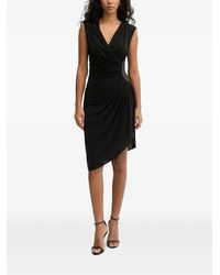 KARL LAGERFELD - Wrap-Detail V-Neck Midi Dress - Lyst