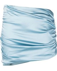 Alessandra Rich - Asymmetric Ruched Satin Miniskirt - Lyst