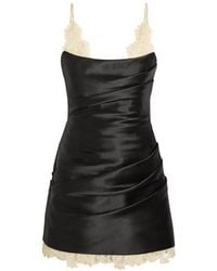 De La Vali - Kasai Lace-Trim Draped Mini Dress - Lyst