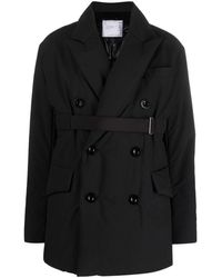Sacai - Belted Double-breasted Blazer - Lyst