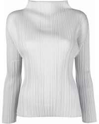 Pleats Please Issey Miyake - Oberteil Mit Stehkragen - Lyst