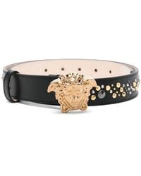 Versace - Studded Medusa Leather Belt - Lyst