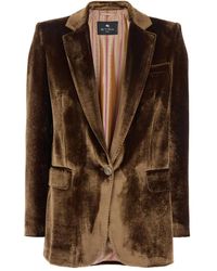 Etro - Tailored Velvet Jacket With Deep V-Neckline - Lyst