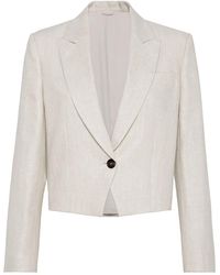 Brunello Cucinelli - Cropped Linen Blazer - Lyst