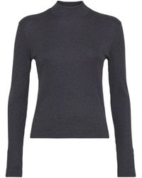 Brunello Cucinelli - Roll-neck Ribbed Jersey Top - Lyst