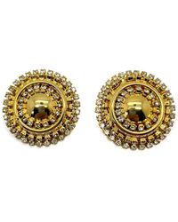 JENNIFER GIBSON JEWELLERY - Vintage Gold & Crystal Statement Bullseye Earrings 1980s - Lyst