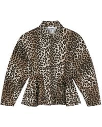 Ganni - Peplum Blouse Met Luipaard-Print - Lyst