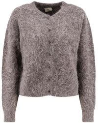 Alysi - V-Neck Brushed-Finish Cardigan - Lyst