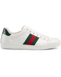 Gucci Ace Webbing Leather Sneakers - Multicolor