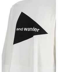 and wander - Logo-Print Crew-Neck T-Shirt - Lyst