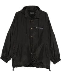 Balenciaga - Hooded Logo-Embroidered Jacket - Lyst