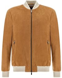 Paul & Shark - Aqualeather Suede Bomber Jacket - Lyst