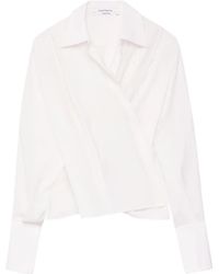Another Tomorrow - Asymmetric Pleated Silk Shirt - Lyst