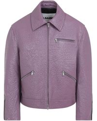 Jil Sander - Textured Zip-Fastening Leather Jacket - Lyst