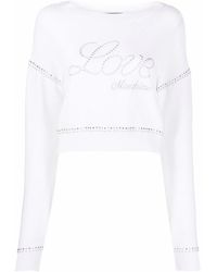 Love Moschino - Embroidered Logo Cotton Sweater - Lyst