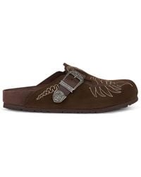 Etro - X Birkenstock Embroidered Suede Boston Clogs - Lyst