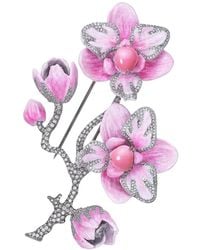 SABOO FINE JEWELS - Conch-Pearl And Diamond Flower Brooch - Lyst