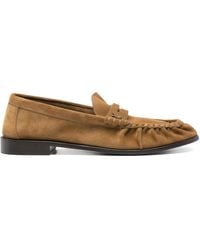 Saint Laurent - Le Loafer Monogram Logo-Appliquéd Suede Penny Loafers - Lyst