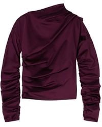 Ganni - Ruched Satin Top - Lyst