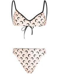 Marine Serre - Neutral Crescent Moon Print Bikini - Women's - Elastane/recycled Polyamide - Lyst