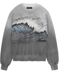Amiri - Wave-Print Oversized Sweatshirt - Lyst