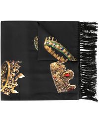 Dolce & Gabbana Fular con estampado de coronas - Negro